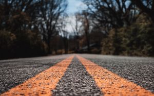 Preview wallpaper road, marking, asphalt, distance, trees