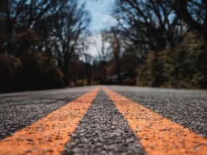 Preview wallpaper road, marking, asphalt, distance, trees