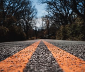 Preview wallpaper road, marking, asphalt, distance, trees