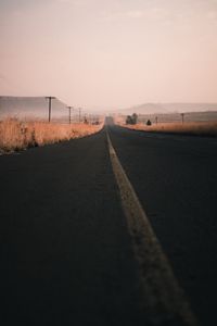 Preview wallpaper road, marking, asphalt, distance, wires