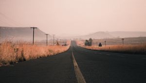 Preview wallpaper road, marking, asphalt, distance, wires