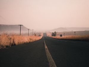 Preview wallpaper road, marking, asphalt, distance, wires