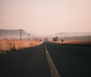 Preview wallpaper road, marking, asphalt, distance, wires