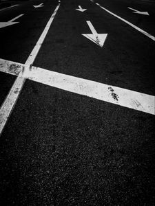 Preview wallpaper road, marking, bw, asphalt