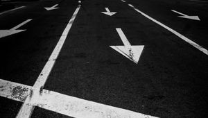 Preview wallpaper road, marking, bw, asphalt