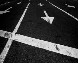 Preview wallpaper road, marking, bw, asphalt