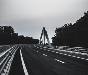 Preview wallpaper road, marking, bw, trees