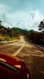 Preview wallpaper road, marking, car, mountains