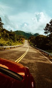 Preview wallpaper road, marking, car, mountains