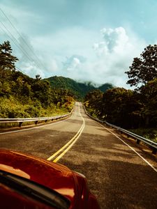 Preview wallpaper road, marking, car, mountains