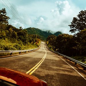 Preview wallpaper road, marking, car, mountains