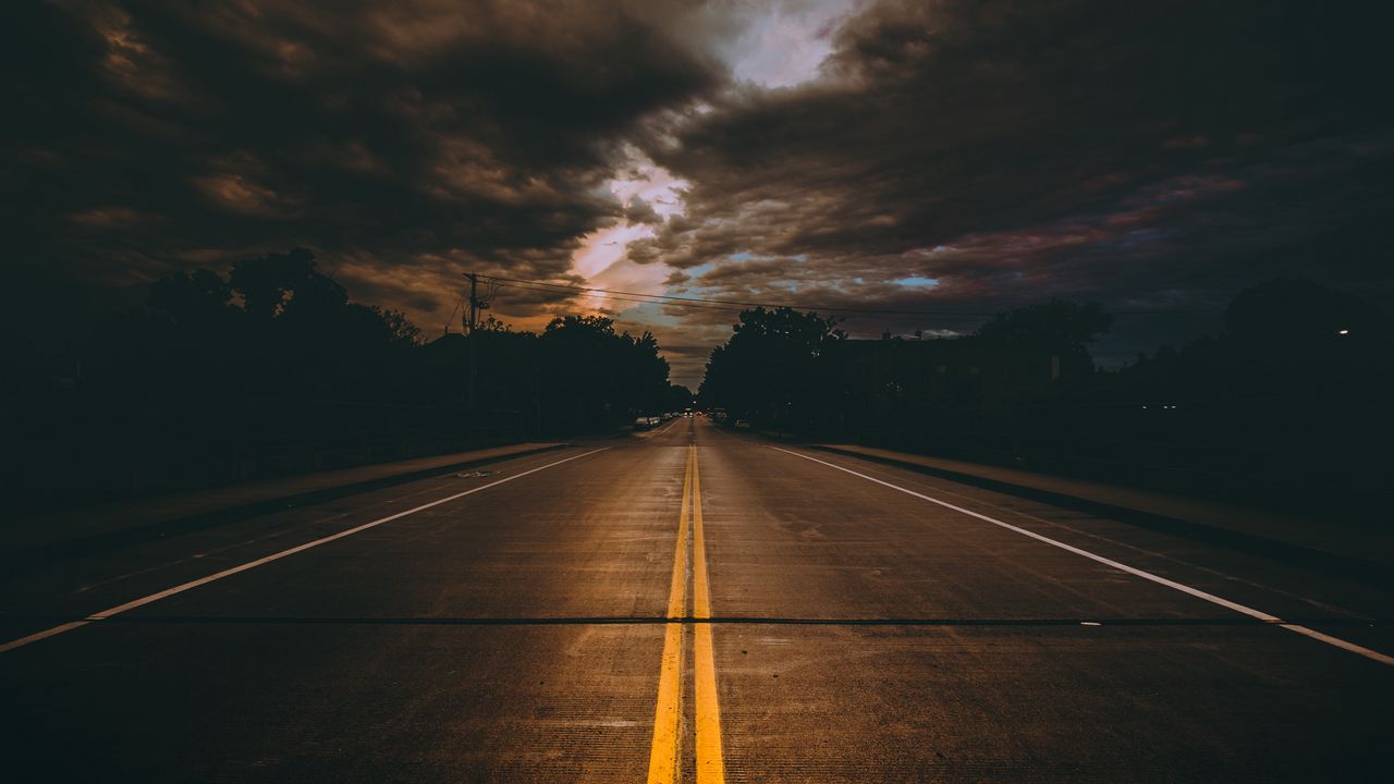 Wallpaper road, marking, cloudy, clouds, minneapolis, united states