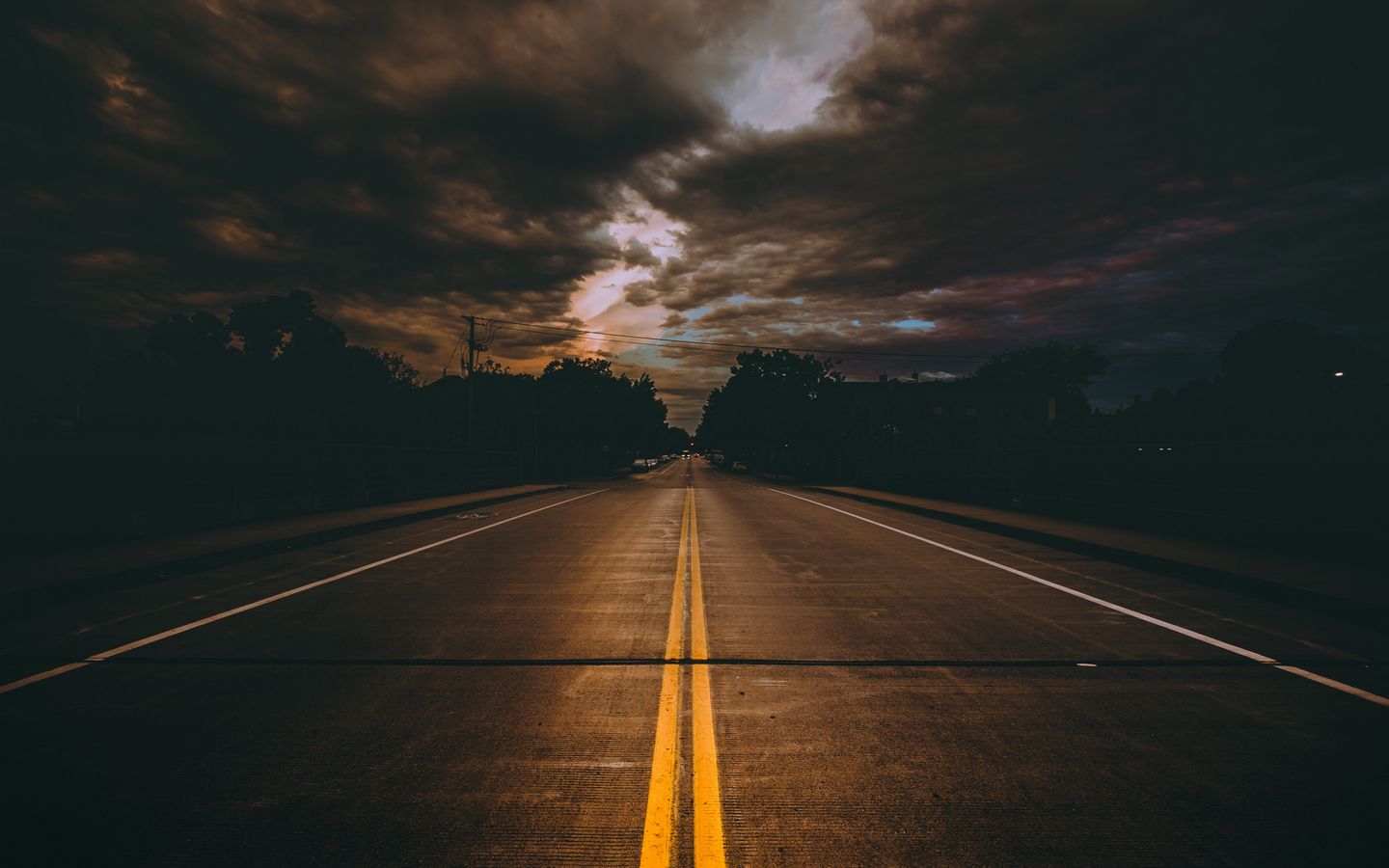 1440x900 Wallpaper road, marking, cloudy, clouds, minneapolis, united states