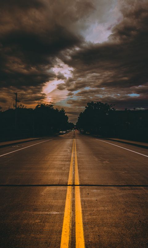 480x800 Wallpaper road, marking, cloudy, clouds, minneapolis, united states
