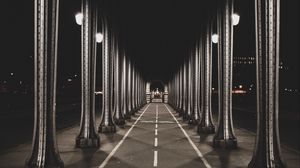 Preview wallpaper road, marking, columns, night