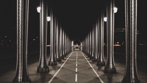 Preview wallpaper road, marking, columns, night