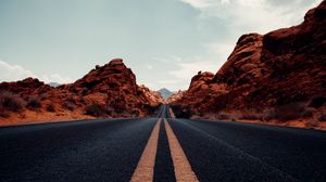 Preview wallpaper road, marking, desert, distance
