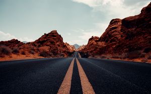 Preview wallpaper road, marking, desert, distance