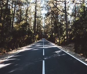 Preview wallpaper road, marking, distance, trees, forest