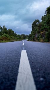 Preview wallpaper road, marking, distance, bushes, trees