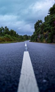 Preview wallpaper road, marking, distance, bushes, trees