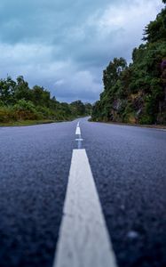 Preview wallpaper road, marking, distance, bushes, trees