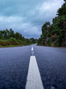 Preview wallpaper road, marking, distance, bushes, trees