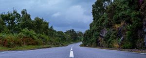 Preview wallpaper road, marking, distance, bushes, trees