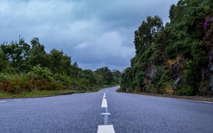 Preview wallpaper road, marking, distance, bushes, trees