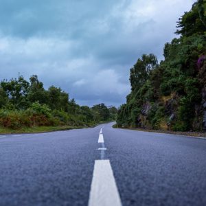 Preview wallpaper road, marking, distance, bushes, trees