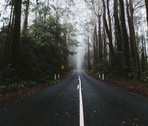 Preview wallpaper road, marking, fog, trees