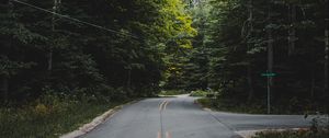 Preview wallpaper road, marking, forest, trees, bushes