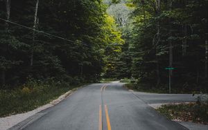 Preview wallpaper road, marking, forest, trees, bushes