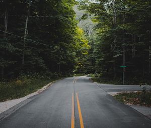 Preview wallpaper road, marking, forest, trees, bushes