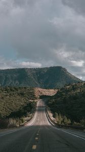 Preview wallpaper road, marking, hills, plants, sky