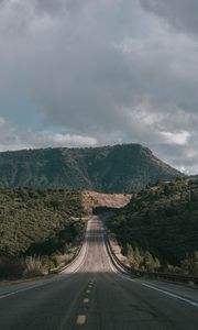 Preview wallpaper road, marking, hills, plants, sky