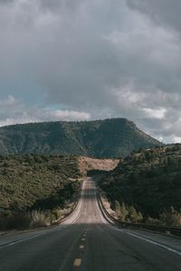 Preview wallpaper road, marking, hills, plants, sky