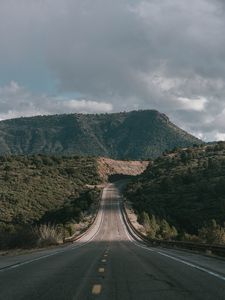 Preview wallpaper road, marking, hills, plants, sky