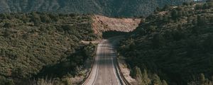 Preview wallpaper road, marking, hills, plants, sky