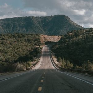 Preview wallpaper road, marking, hills, plants, sky