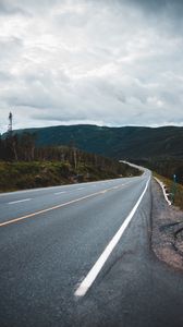 Preview wallpaper road, marking, hills, distance, trees