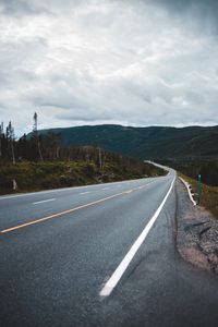 Preview wallpaper road, marking, hills, distance, trees