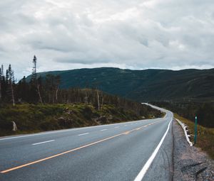 Preview wallpaper road, marking, hills, distance, trees