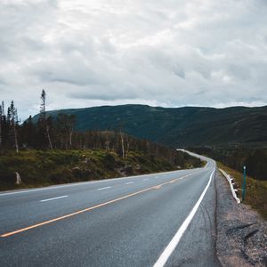 Preview wallpaper road, marking, hills, distance, trees