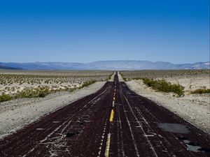 Preview wallpaper road, marking, horizon, mountains, sky