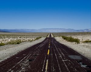 Preview wallpaper road, marking, horizon, mountains, sky