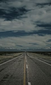 Preview wallpaper road, marking, horizon, mountains, evening