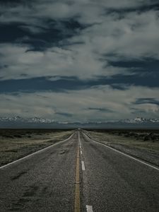 Preview wallpaper road, marking, horizon, mountains, evening