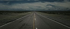 Preview wallpaper road, marking, horizon, mountains, evening
