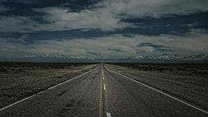 Preview wallpaper road, marking, horizon, mountains, evening